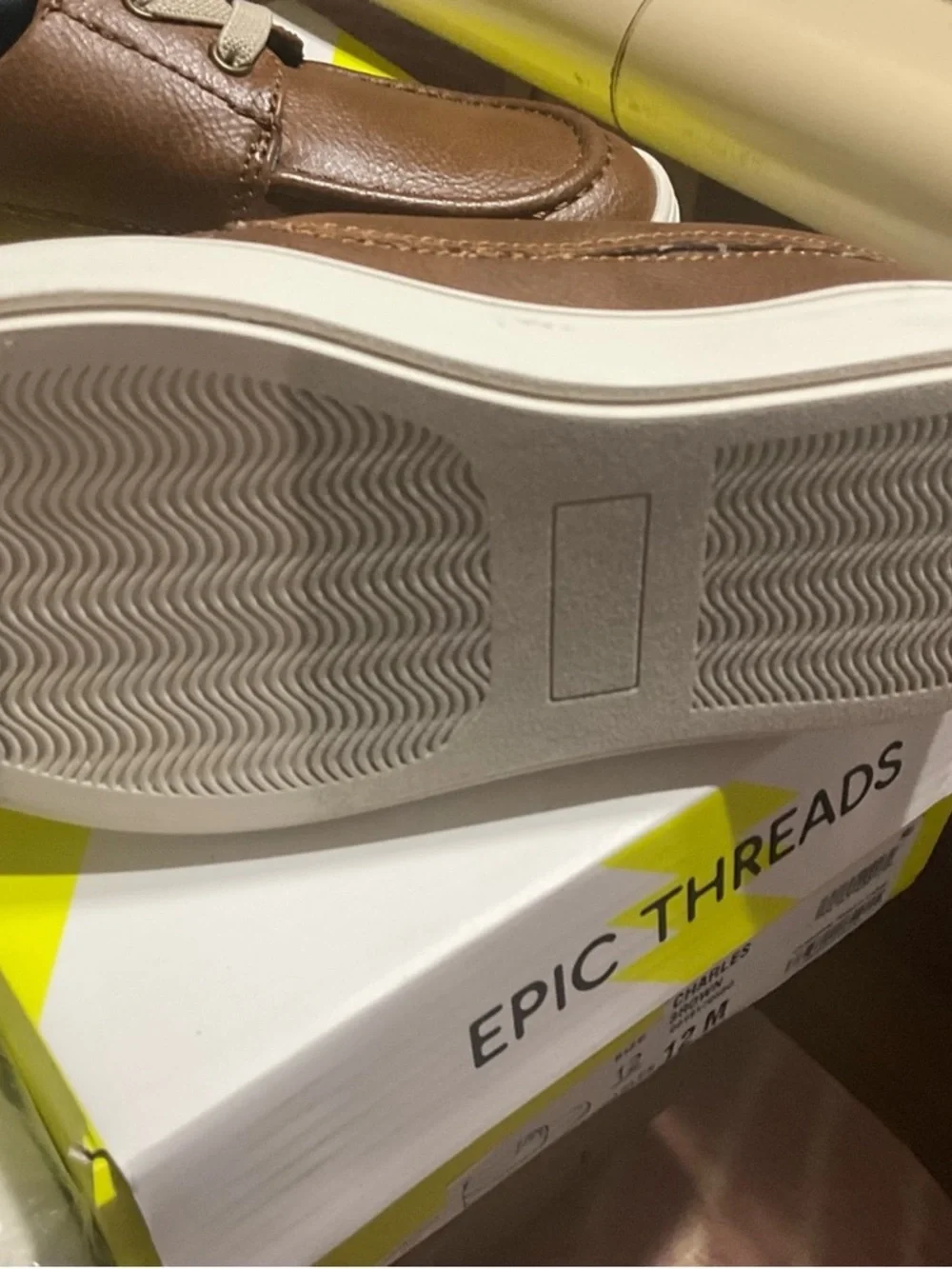 Epic Threads Brown Slip-On Kids Dress Shoes with White Sole
